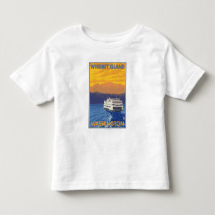 Ferry and Mountains - Whidbey Island, Washington Toddler T-Shirt