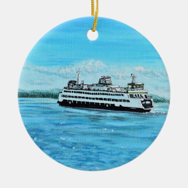 Ferry Painting Ceramic Tree Decoration (Front)