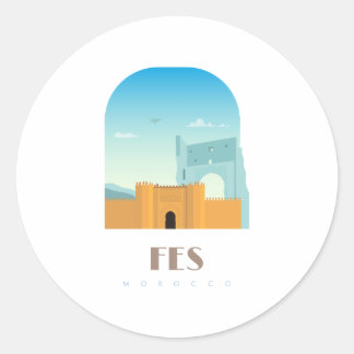 Fes city morocco Skyline Classic Round Sticker
