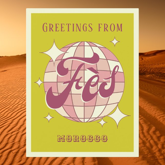 Fès Morocco vacation retro green Postcard (Creator Uploaded)