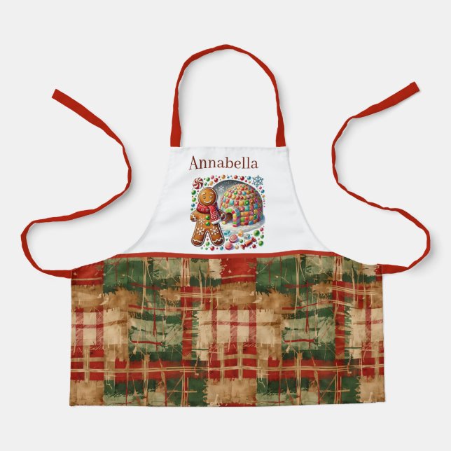 Fesiive kids unisex add name gingerbread apron (Front)