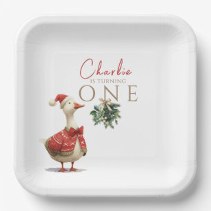 Fest Winter Birthday One Silly Christmas Goose Paper Plate