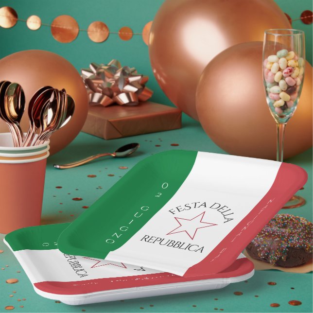 Festa della Repubblica National Day of Italy Flag Paper Plate (Multi)