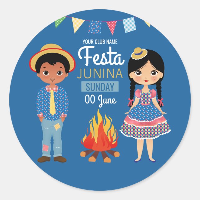 Festa Junina Corporate/Club Party Classic Round Sticker (Front)