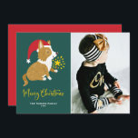 Festic Cute Santa Corgi Merry Christmas Photo Holiday Card<br><div class="desc">Merry Christmas! Send your festive Christmas greetings this season with this customisable corgi Christmas photo flat card. It features an adorable corgi with a Santa hat and magic wand. Personalise by adding a photo, names, year and other details. This cute corgi photo Christmas flat card is available in other cardstock....</div>