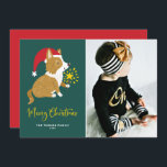 Festic Cute Santa Corgi Merry Christmas Photo Holiday Card<br><div class="desc">Merry Christmas! Send your festive Christmas greetings this season with this customisable corgi Christmas photo flat card. It features an adorable corgi with a Santa hat and magic wand. Personalise by adding a photo, names, year and other details. This cute corgi photo Christmas flat card is available in other cardstock....</div>