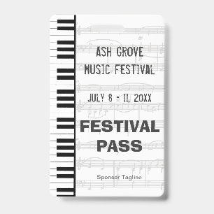 Festival Access Pass Piano Keyboard Theme ID Badge