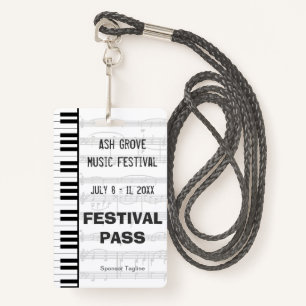 Festival Access Pass Piano Keyboard Theme ID Badge
