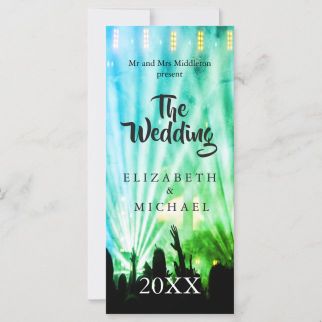 Festival Bright Lights Green Fun Wedding  (Front)