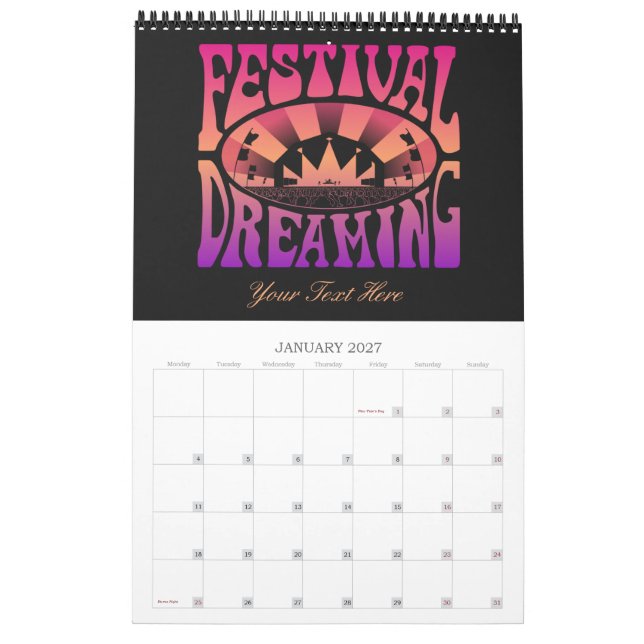 Festival Dreaming Retro Raspberry-Apricot-Plum Calendar (Jan 2027)