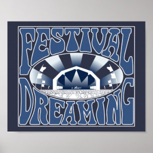 Festival Dreaming Vintage Retro Navy-White Graphic Poster