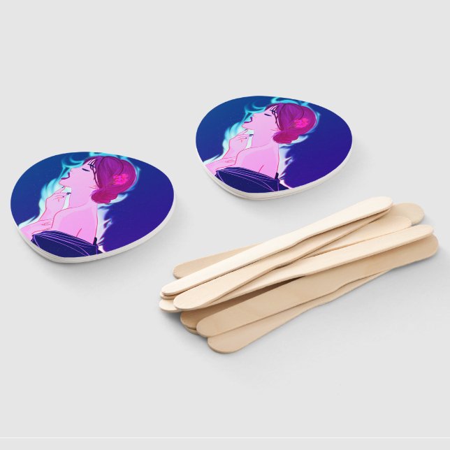 Festival fan with a classic style anime drawing (Non-assembled)