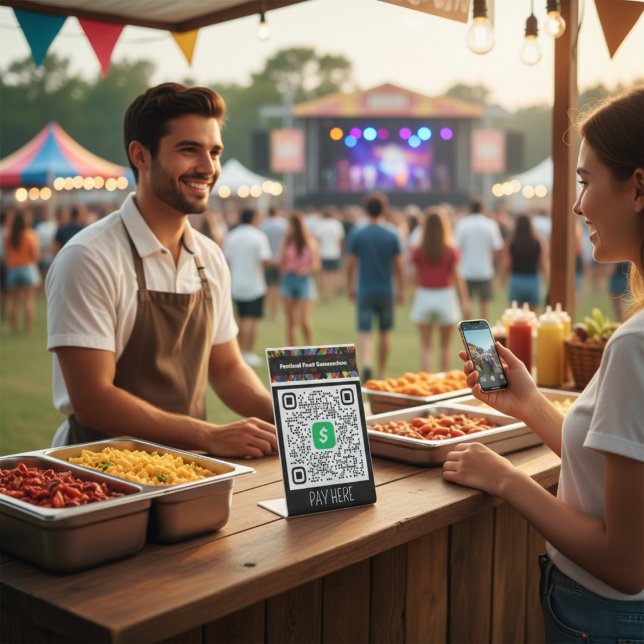 Festival Food Concessions Personalised Cash App  Pedestal Sign (Festival Food Concessions Personalized Cash App Pedestal Sign)