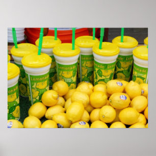 Festival Lemonade Stand Lemons and Tall Drink Cups Poster
