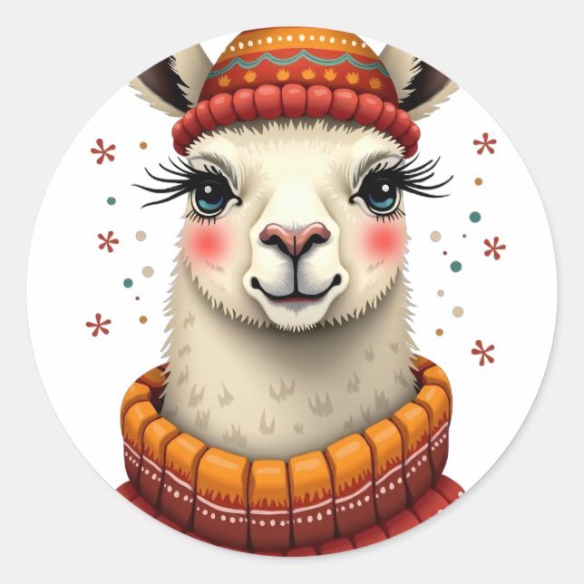 Festival Llama Classic Round Sticker (Front)
