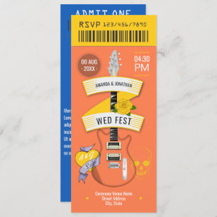 Festival Love Rock ’n’ Roll Wedding Ticket Invitation