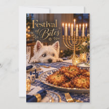 Festival Of Bites Westie Hanukkah Flat Card