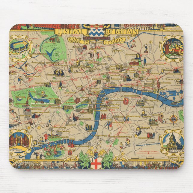 Festival of Britain: Guide to London Map Mouse Pad (Front)