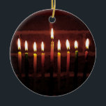 Festival of Light Hanukkah Menorah Ceramic Tree Decoration<br><div class="desc">This ornament celebrates the Festival of lights, also known as Hanukkah, Chanukah, Chanukkah, Chanuka, or the Feast of Dedication. It is an eight day Jewish holiday commemorating the rededication of the Holy Temple (the Second Temple) in Jerusalem by Judas Maccabee at the time of the Maccabean Revolt. The festival is...</div>