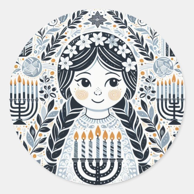 Festival of Lights: Hanukkah Sameach Stickers  (Front)