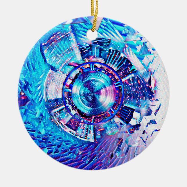 Festival Psychedelic Rave Portal Ceramic Tree Decoration (Front)