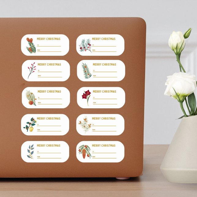 Festive 10 pc Gold Christmas Botanical Gift Label  (Creator Uploaded)