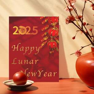 Festive 2025 Lantern & Blessings Lunar New Year Holiday Postcard