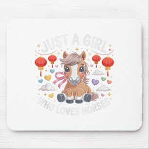 Festive 2026 Just Girl Who Loves Horses Zodiac Rid Mouse Pad