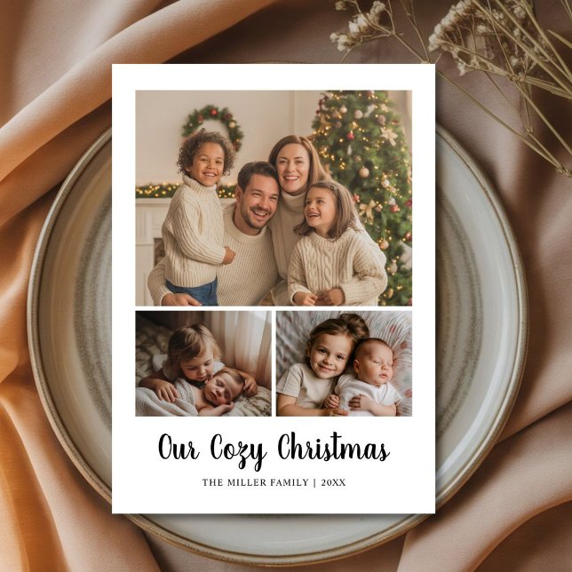 Festive 3 Family photo Christmas Wishes  Card (Creator Uploaded)