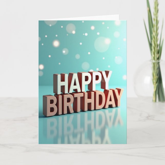 Festive 3D Birthday Text Card (Front)