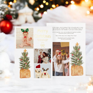 Festive 4 photos Family Watercolor Christmas Tree