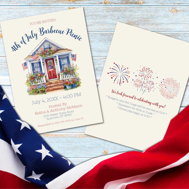Festive 4th of July Barbecue Picnic Invitation (Festive 4th of July Barbecue Picnic invitation)