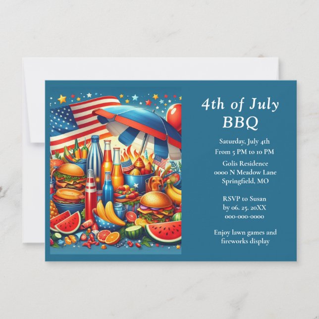 Festive 4th of July BBQ House Party  Invitation (Front)