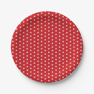 Festive 4th of July Red White Star Pattern Paper Plate