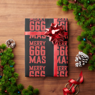 Festive 666 Merry Christmas Rock & Metal Santa  Wrapping Paper