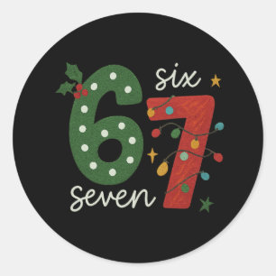 Festive 67 – Bright Christmas Numbers Desig Classic Round Sticker