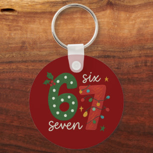 Festive 67 – Bright Christmas Numbers Design Key Ring