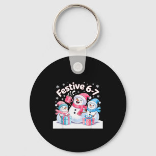 Festive 6 7 Six Seven Meme Christmas Women Men Kid Key Ring