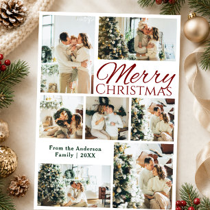 Festive 7 Family Photo Collage Merry Christmas Holiday Card