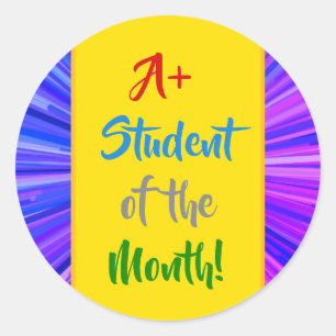 Festive "A+ Student of the Month!" Sticker