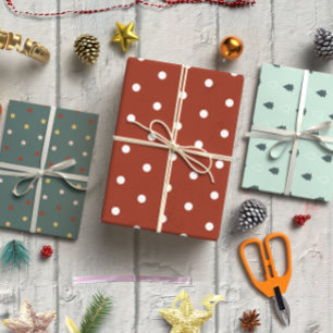 Festive Abstract Christmas set of 3 Wrapping Paper Sheet