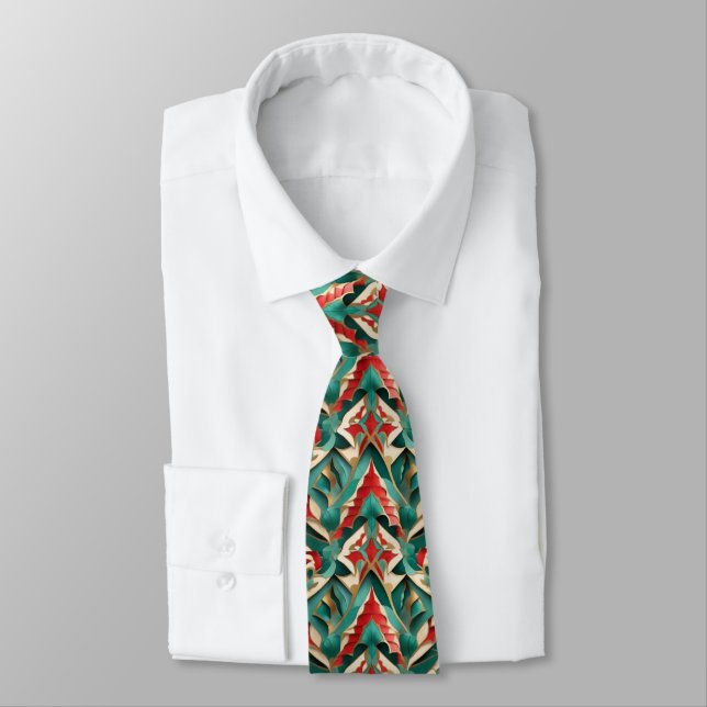 Festive Abstract Christmas Tie (Tied)