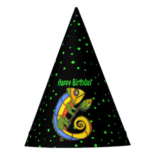 Festive Abstract Smiling Colourful birthday Lizard Party Hat