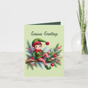 Festive add message Christmas elf Holiday Card