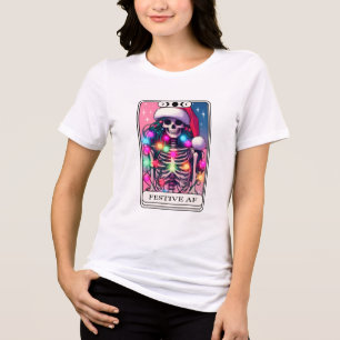 Festive AF Christmas Skeleton Tarot Tri-Blend Shirt