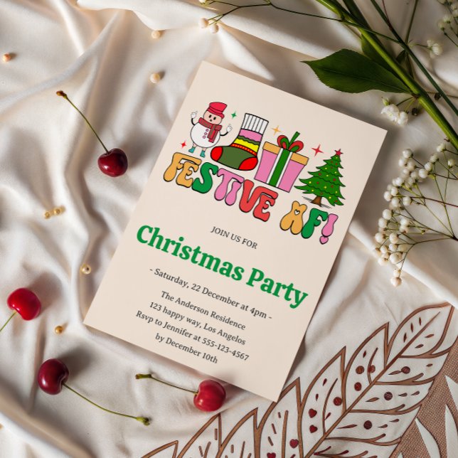 Festive AF Funny Christmas Party | Modern Holiday  Invitation (Creator Uploaded)