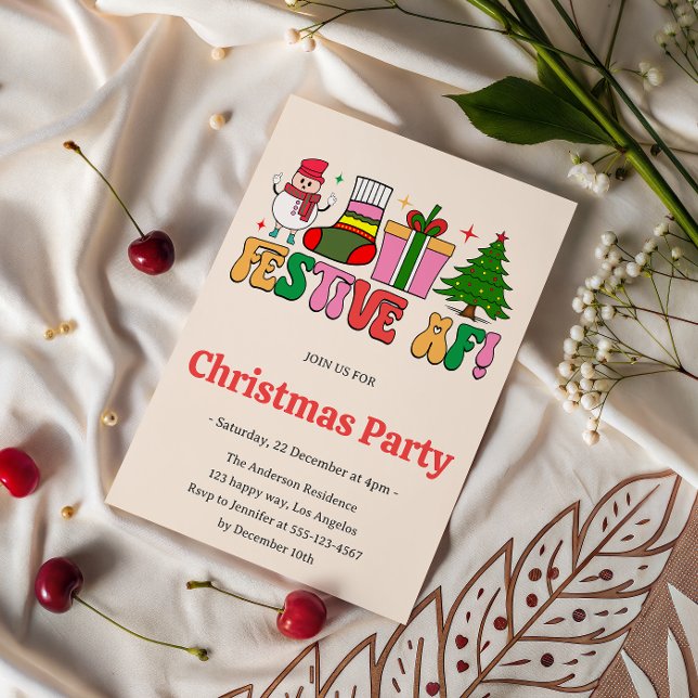 Festive AF Funny Christmas Party | Modern Holiday  Invitation (Creator Uploaded)