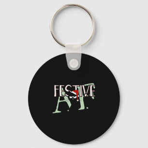 Festive Af Ironic Sarcastic Merry Christmas Cat Pr Key Ring
