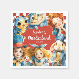 Festive Alice in ONEDERLAND 1st Birthday Tea Party Napkin