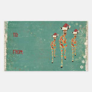 Festive Amber & Azure Giraffes Gift Sticker